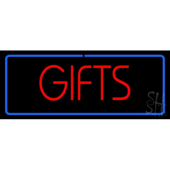 Gifts Rectangle LED Neon Sign 13" Tall x 32" Wide - inches, Black Square Cut Acrylic Backing, with Dimmer - Premium built indoor Sign for Storefront, Store interior.
