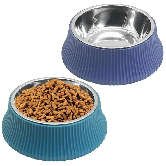 Set de 2 Comederos para Perros de Acero Inoxidable Kathson Removibles de 650 ml