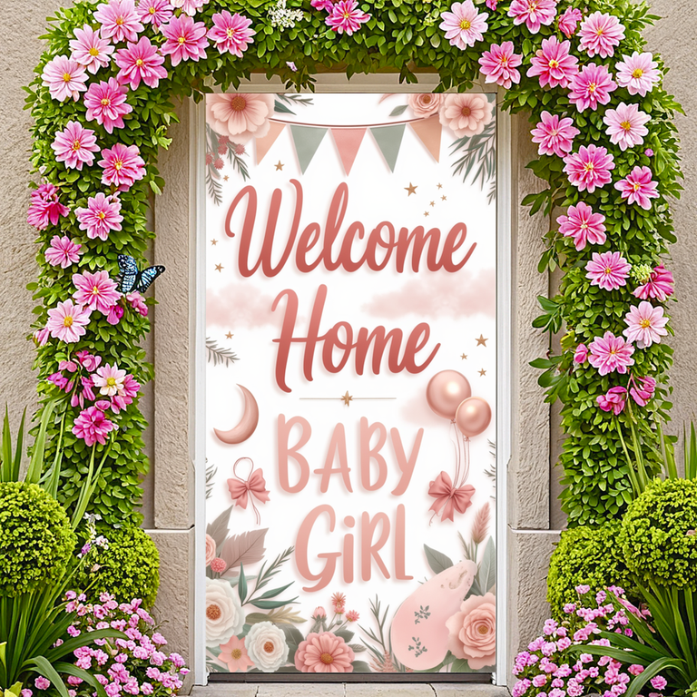 Fiocchi rosa e cicogna-personalizzato Baby Shower-Decorazione a festone