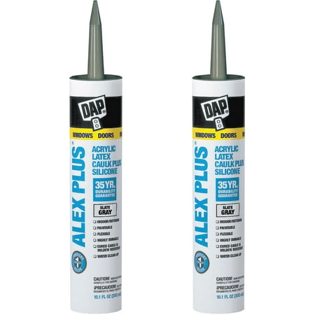 - Dap 18118 Slate Gray Acrylic Latex Caulk with Silicone, 2 pack