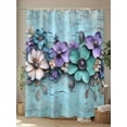 thumbnail image 4 of Fsddascl Spring Purple Flowers Shower Curtain Set - 54" x 78" Washable Bathtub Curtain with 12 Hooks, Floral Mottled Teal Wall Retro Waterproof Fabric Stall Shower Curtains for Bathroom/Bathtub, 4 of 6