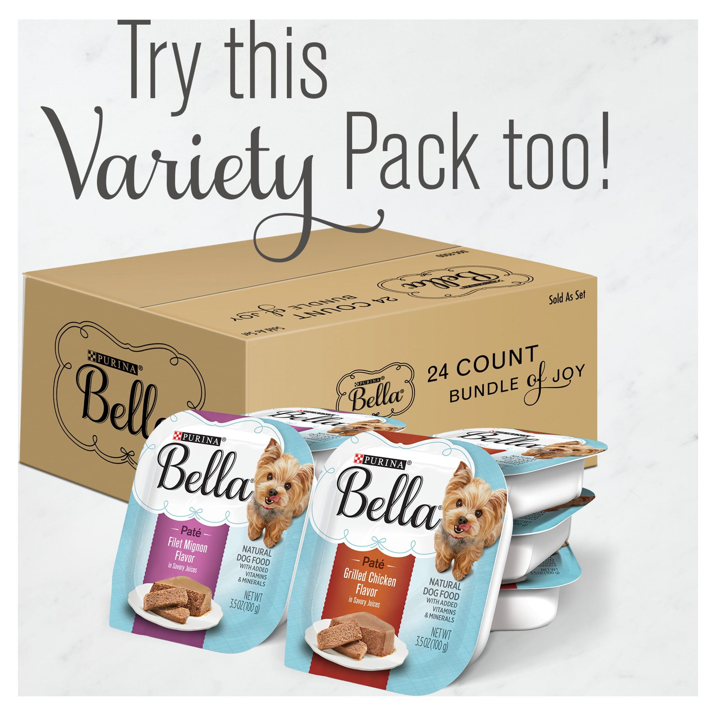Purina Bella Grain Free Natural Small Breed Pate Wet Dog Food, Turkey in Savory Juices, 3.5 oz. Tray