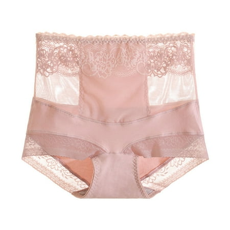 Mnyycxen Women s Mid Waist Lace Briefs Hip Lift Basics Breathable Underwear Solid Color Tummy Control Panties