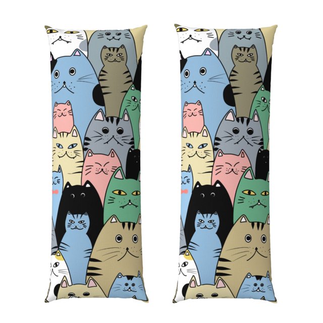 KLL Different Cats Prattern Long Body Pillowcase,1 PCS Pillow Cover Decorative Pillow Case Hidden Zipper Closure Pillowcase,Pillow NOT Included(20'' x54'')