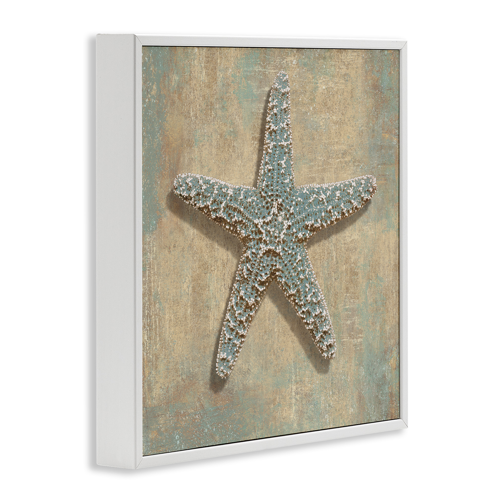 Stupell Industries Starfish Beach Objects Design Nature Painting White Framed Art Print Wall Art, 24 x 24