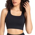 thumbnail image 1 of Sujetador deportivo con cuello en U para mujer, elástico, Color puro, dobladillo ancho, espalda hueca, Yoga, Fitness, entrenamiento, sujetador para correr, negro 10, 1 of 5