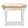 thumbnail image 2 of Baxton Studio Gabrielle Pouf-Coiffeuse en Bois Blanc Rembourré en Velours Sable, 2 of 9