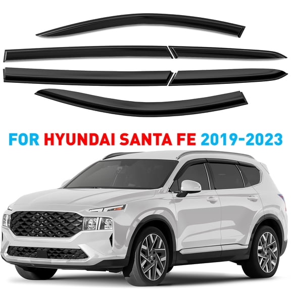 GrandWheel Co Window Deflectors Smoke Tinted Tape-On Side Window Vent Visor Deflectors Rain Guards Compatible with Hyundai Santa Fe 2019-2023 - 6 pcs. GW0998