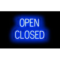 SpellBrite OPEN CLOSED LED Sign for Business. 23.8" x 15.0" Blue OPEN CLOSED Sign Has Neon Sign Look With Energy Efficient LED Light Source. Visible from 500  Feet, 8 Animation Settings.