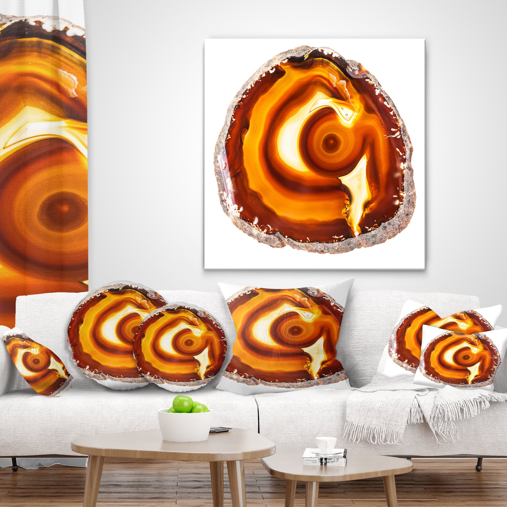 Designart Vibrant Agate Geode Slice - Abstract Throw Pillow - 12x20
