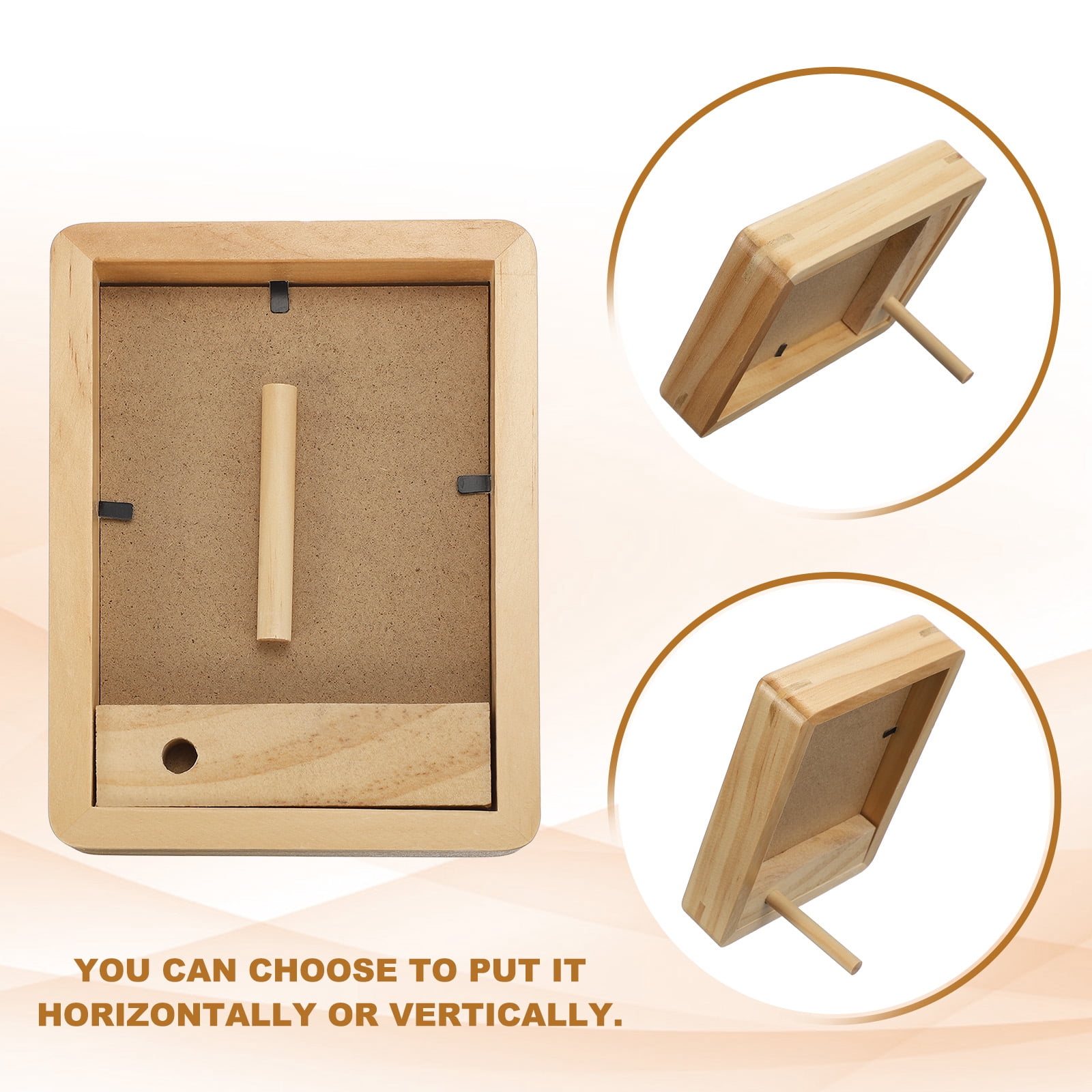 Unique Bargains Mini Tabletop Frame with Mat Wood Color 4" x 5"