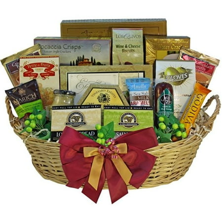 Merlot Cheddar - Grand Edition Gourmet Food and Snacks Gift Basket, LARGE (Chocolate Option)