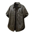 thumbnail image 2 of Xcmzpl Men's Metallic Button Down Shirt Short Sleeve Collar Glitter Top with Pocket 70s Vintage Cocktail Nightclub Rock Clothes, 2 of 8