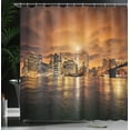 thumbnail image 4 of Ambesonne New York Shower Curtain, Manhattan at Sunset, 69"Wx84"L, Orange Black, 4 of 5