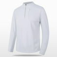 thumbnail image 2 of BADHUB Men's Quarter Zip Workout Shirts Big & Tall Quick Dry Sun Protection Long Sleeve Golf Pullover Athletic T-Shirts Silver L, 2 of 9