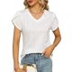 thumbnail image 1 of Blusa blanca de mujer con escote en V, mangas cortas y detalle de encaje, corte ajustado, 1 of 6