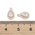 thumbnail image 3 of Brass Micro Pave Clear Cubic Zirconia Pendants Cadmium Free & Nickel Free & Lead Free with Glass Teardrop Charms Real 18K golden Plated 10.5x6x3mm Hole: 0.8mm, 3 of 3