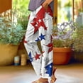 thumbnail image 2 of HEILAU Independence Day Pants for Women 4th Of July Wide Leg Patriotic Elastic Waist Red White And Blue With Pockets Linen Pants, 2 of 5