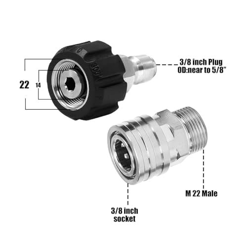 Stainless Steel Garden Hose Quick Connect Fittings Set, 3/4″ Universal Water Hose Connectors Kit, Quick Connect Garden Hose to Pressure Washer Adapter for Faucet Pressure Washer & Outdoor Irrigation