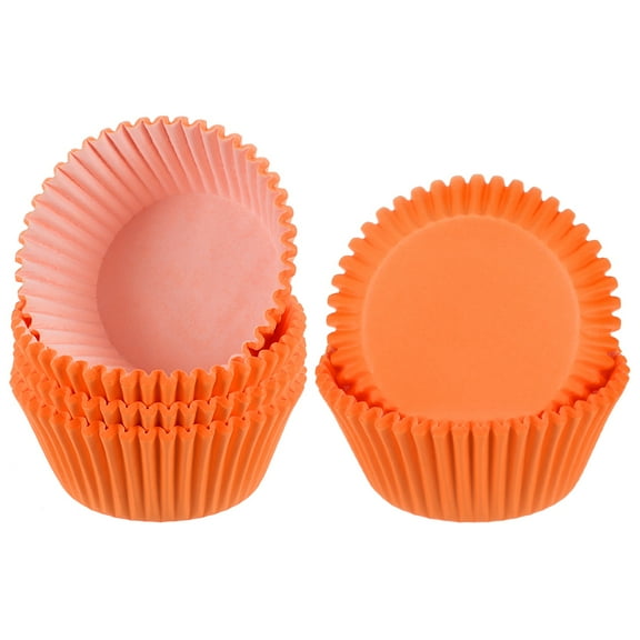 Uxcell 100-Pack Standard Cupcake Liners for Baking, Greaseproof Cupcake Wrappers for Wedding/Birthday/Party/Christmas[Orange]