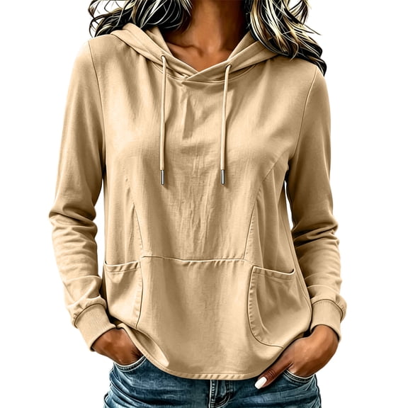 cocolona Womens Fall Hoodies Solid Color Long Sleeve Pullover Thin Sweatshirts Casual LightWeight Tops with Pocket