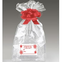 2pack Red Bows & Snowflakes Gift Tags with Extra Large Jumbo 30 x 40 Clear Cello/cellophane Bags Gift Basket Packaging Bags Cello Bags