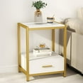 thumbnail image 7 of Tribesigns Nightstands with Drawers and Storage Shelf, Modern Bedside Table End Table Side table for bedroom, Living Room, Gold, and White, 7 of 7