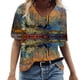 thumbnail image 1 of ICHUANYI Clearance Women's Fashion Casual Plus Size Scenic Flowers Printing V-Neck T-Shirt Tops(Orange, XL) ICHUANYI WER2023081011146, 1 of 5