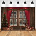 thumbnail image 1 of Fondo de fotografía de chimenea de Navidad, corona de regalo de árbol de Navidad, Fondo de pared de ladrillo blanco, Festival familiar, fiesta, estudio fotográfico, 1 of 4