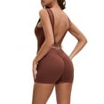 thumbnail image 3 of INSPIRE CHIC Women's Workout Jumpsuits Backless Tummy Control Jumpsuits V Back Yoga Romper L Coffee, 3 of 5