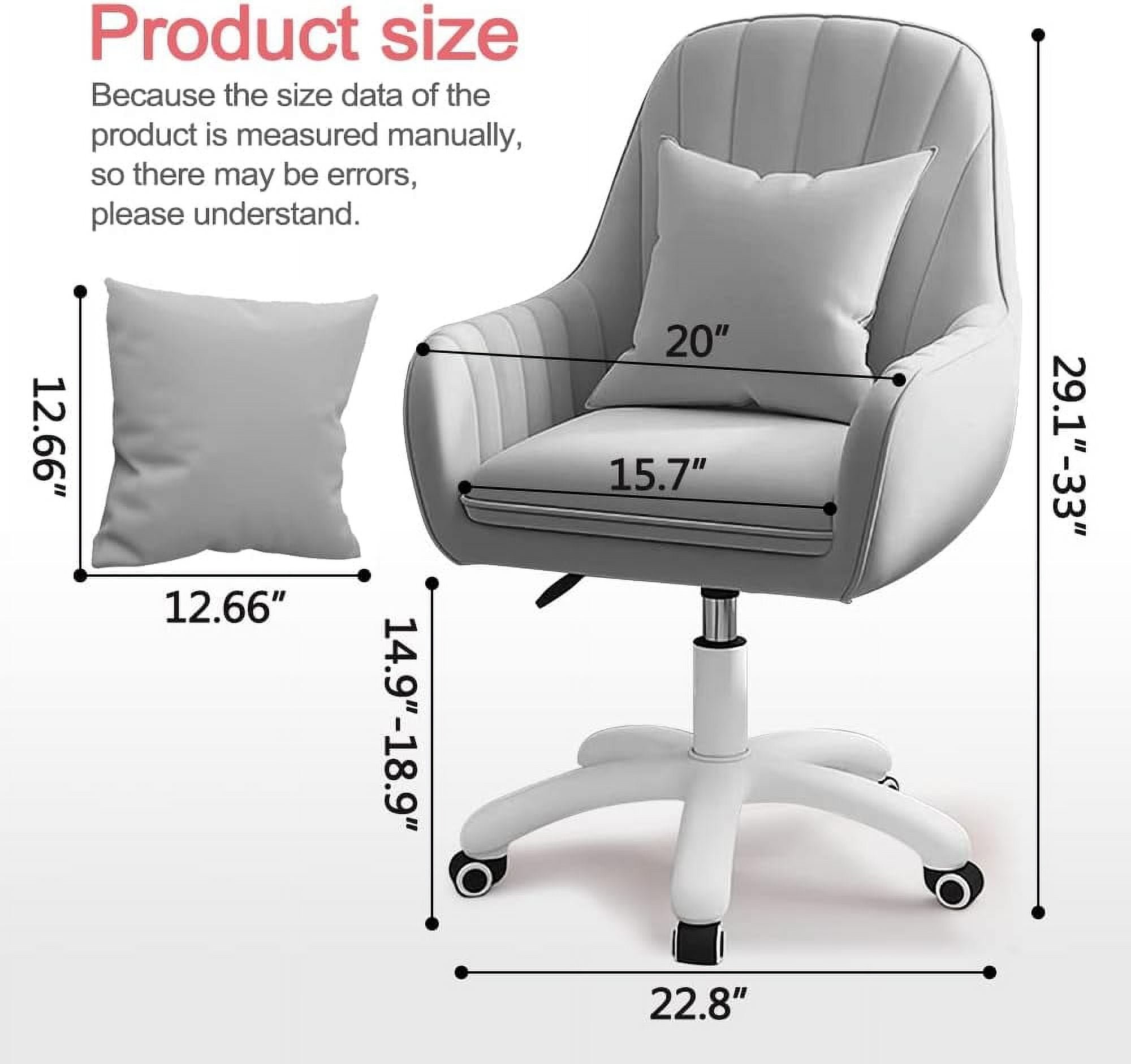WXJHL Home Office Chair Computer Chair with Mid-Back Upholstered Modern Tufted Computer Task Chair Swivel Height Adjustable Velvet Accent Chair.（Grey）