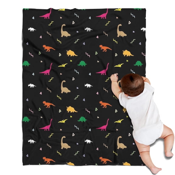 Colorful Dinosaurs Geometric Shapes Pattern Blanket,Comfortable Soft Lamb Wool Throw Blanket,All Season,Warm Lightweight Blankets for Sofa Bed Couch Living Room Chair,30"x40"
