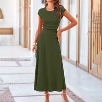 GaThRRgYP Womens Sets 2 Piece Outfits Top and Dress,Women's Set Dress Casual Hanging Solid Color Dress Set Green S