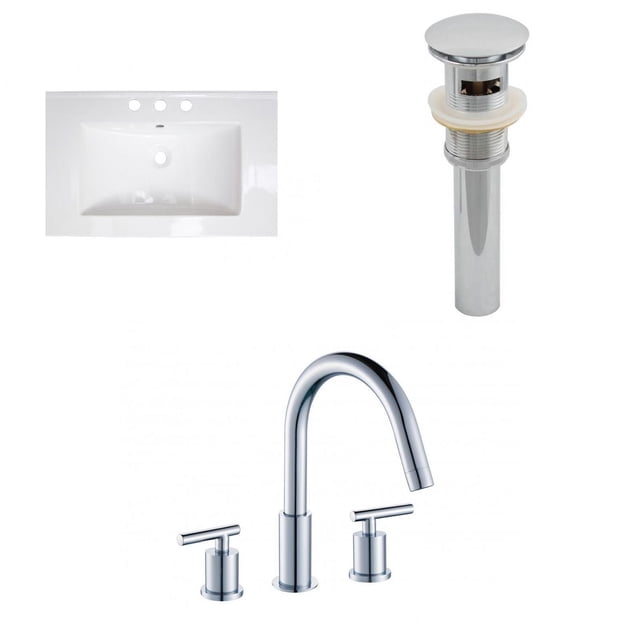 American Imaginations 24.25-in. W 3H8-in. Ceramic Top Set In White Color - Overflow Drain Incl. AI-27178