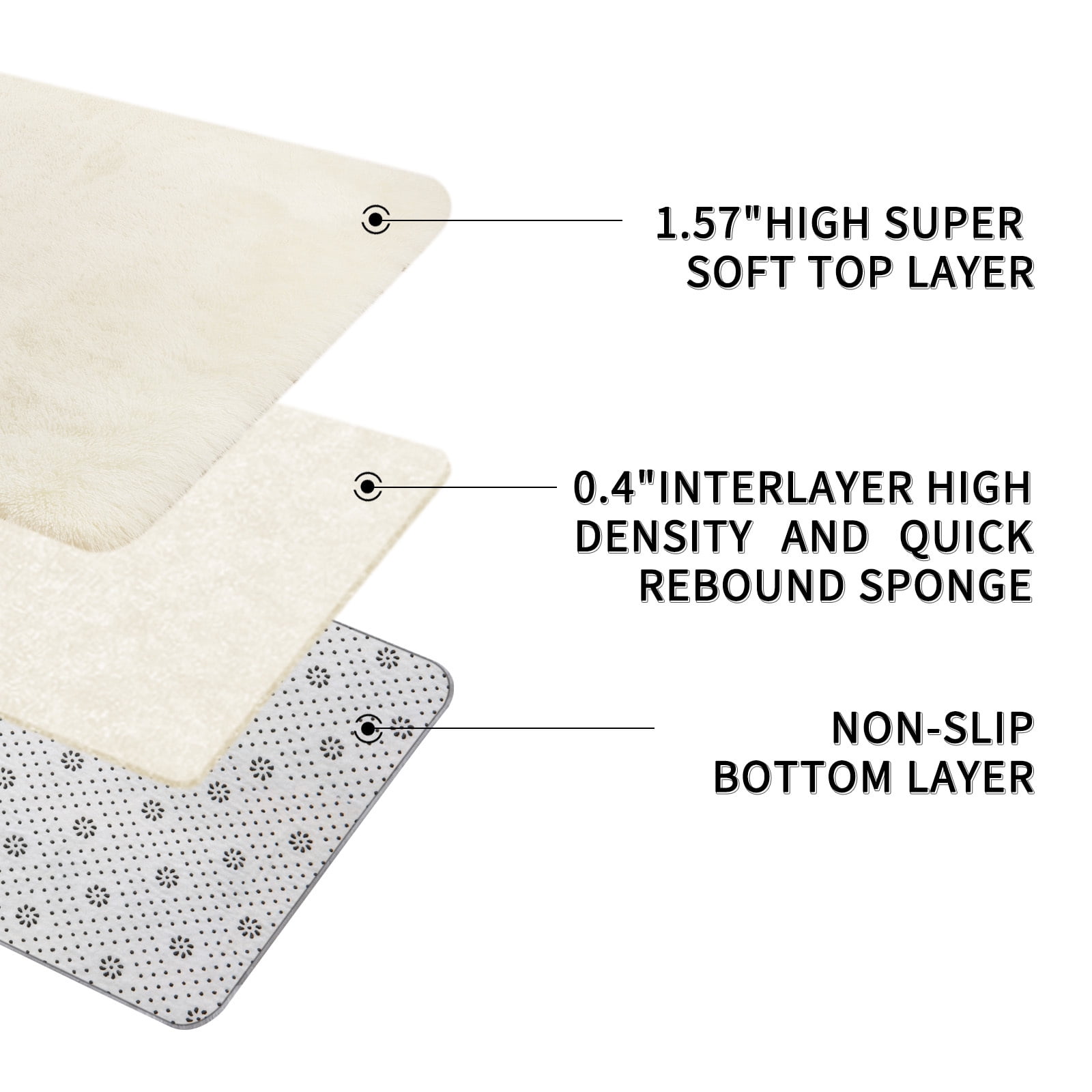 Solid Color Fluffy Rugs, Non-slip Soft Shaggy Floor Carpet Mats & Rugs for Room Decor, Washable Non-slip Modern Area Rug, Modern-style Decorative Carpets for Home Livingroom Bedroom, Cream