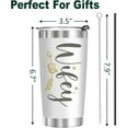 thumbnail image 5 of Wife Gifts-Stainless Steel Insulated Wifey Tumbler with Lid-Valentines Day for Wife,her from Husband-Engagement Gifts-Bridal Shower,Bride To Be Gifts Coffee Mug 20oz White, 5 of 6
