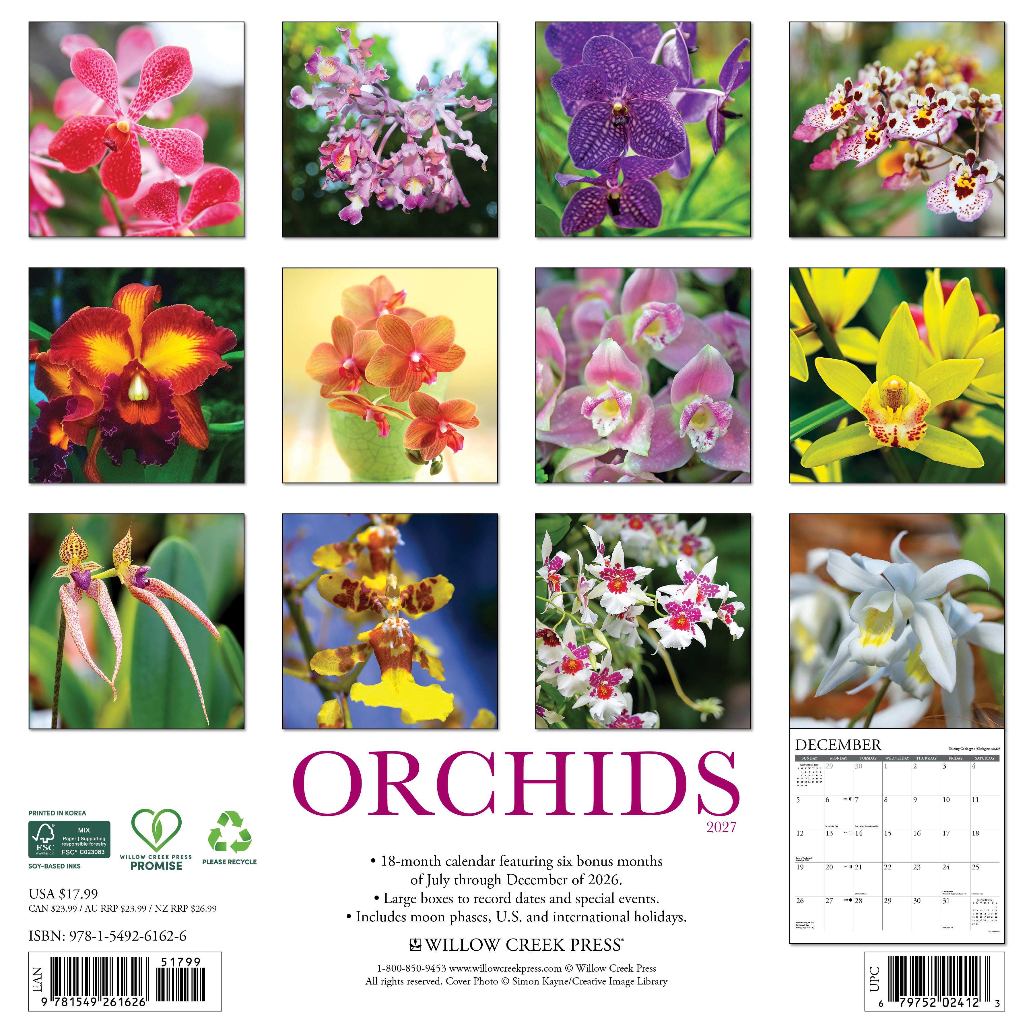 Willow Creek Press, Orchids 2027 Wall Calendar