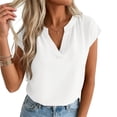 thumbnail image 5 of Tqcoqu Women's Cap Sleeve V Neck Tops Trendy Casual Blouses Summer Work Shirts,White,Women's S-XXL, 5 of 6