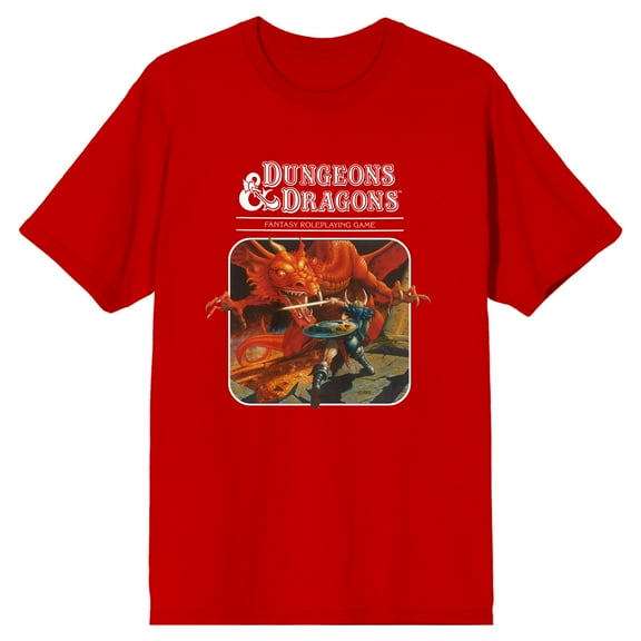 Dungeons & Dragons Fantasy Role Men's Red Crew Neck Short Sleeve Tee-Large