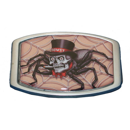 Howdy Skull Spider Belt Buckle Tattoo Skeleton Web Gothic Punk (Best Spider Web Tattoos)