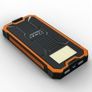 Solar Power Bank Portable Solar Panel Charger with 6 LEDs Bright Flashlight 2 Output Ports