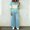 Light Blue, variant on Womens 2 Piece Sports Set Color Blocked Full Zipper Stand Collar Jacket Wide Leg Comfy Pants Fashion Casual Suits Pink 01 M