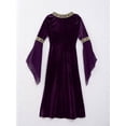 thumbnail image 4 of inlzdz Medieval Renaissance Princess Costume for Girls Gothic Vintage Long Maxi Dress Halloween Purple 14, 4 of 7