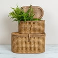 thumbnail image 2 of Creative Co-Op Modern Decorative Oval Woven Rattan Storage Boxes, Set of 2 Sizes, Natural Finish, 2 of 5