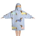 thumbnail image 2 of Colorful Funny Dachshund Blanket Hoodies for Kids 6-13YR Oversize Wearable Blanket Hoodies for Boys Girls Teens, 2 of 7