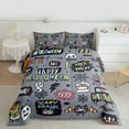 thumbnail image 2 of Manfei Happy Halloween Bedding Comforter Set,Ghost Skull Spider Webs Twin Comforter Sets,Trick Or Treat Bedding Set For Girls Boys,Super Cozy Room Decor Reversible,2pcs, 2 of 8