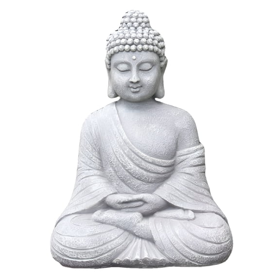 XIBUFE Vintage Garden Buddha Statue, Gray Resin Zen Decor for Indoor Outdoor Patio, Meditation Space Spiritual Home Ornament