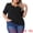 Black, variant on Women's Plus Textured Notched V Neck Short Sleeve Blouse 4X Pink
