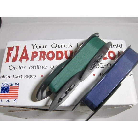 Vintage Portable Manual Royal Typewriter Spool Ribbon Blue and Green Ribbon Pack