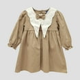thumbnail image 4 of Gubotare Baby Girl Dresses Girls Long Sleeve Dresses Kids Casual Crewneck Dress Size 6 12 Months(Khaki,6-12 Months), 4 of 8